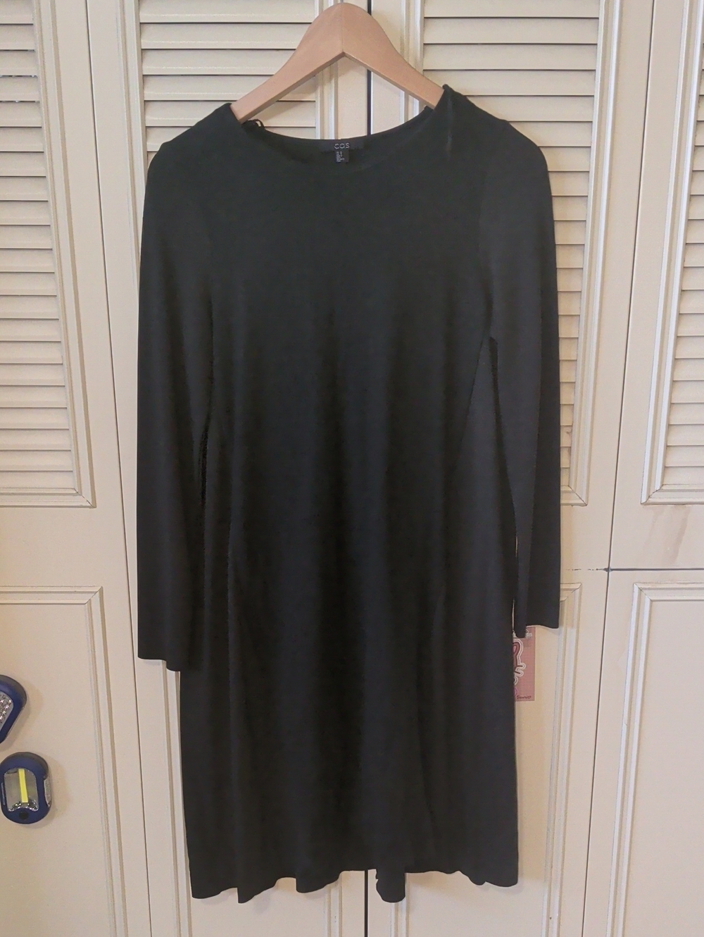 COS Dark Green Long Sleeve Shift Dress